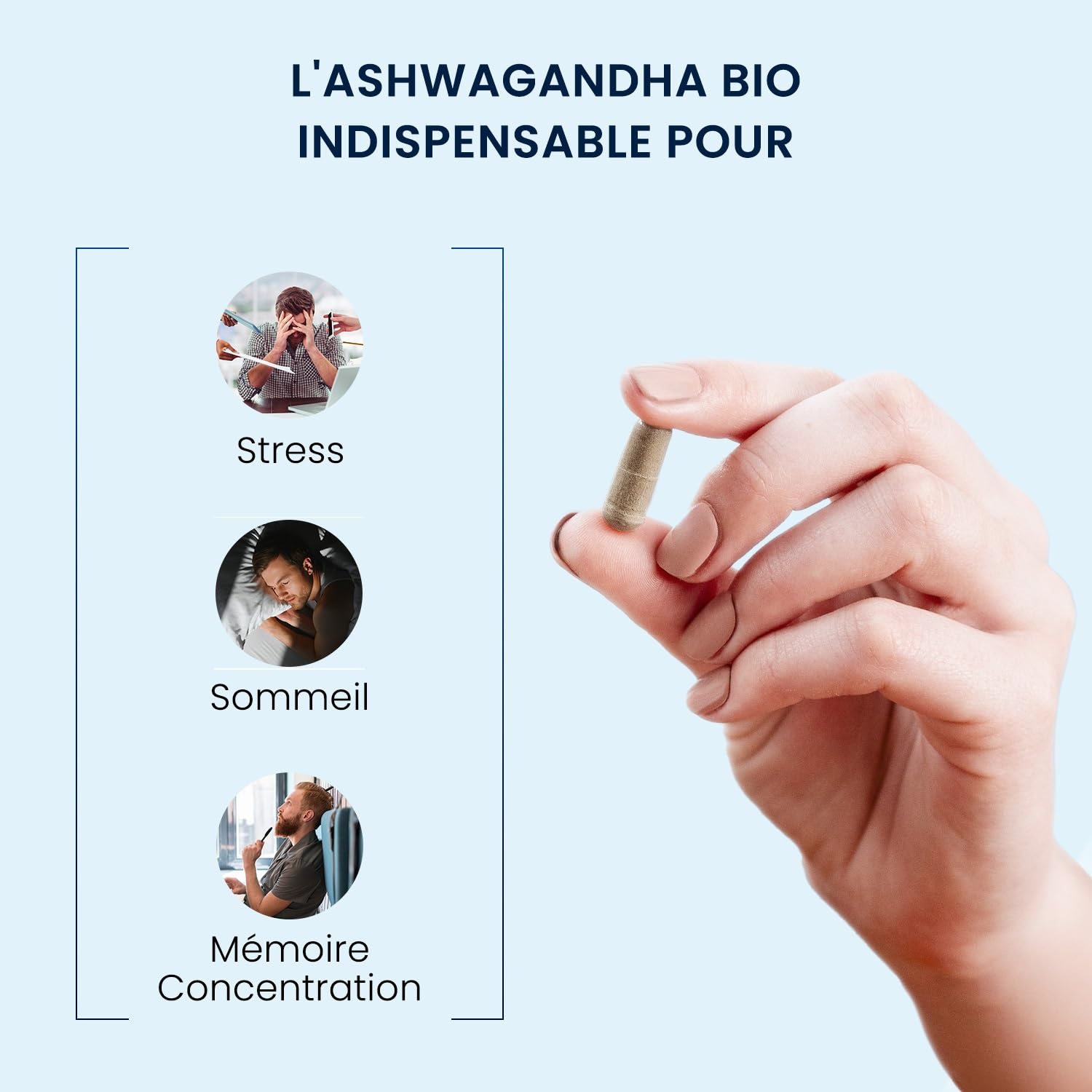 Ashwagandha BIO KSM-66 - Haute Concentration - Withanolides 5% - Stress, Énergie & Sommeil - Complément Alimentaire Naturel - Plante Adaptogène - 60 Gélules (1 à 2 mois) - Dynveo