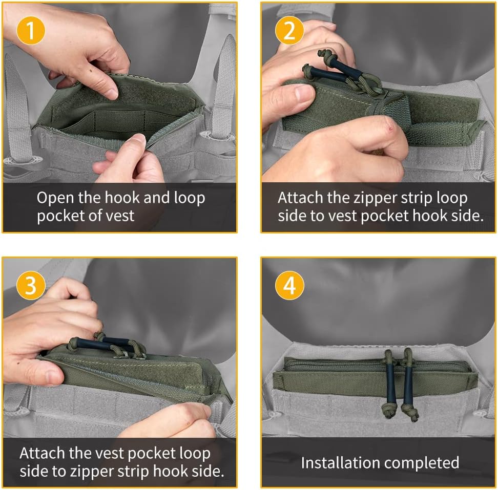 IDOGEAR Zipper Strip Insert for Vest Combat AVS CPC JPC2.0 Hook and Loop Pocket Accessories Double Zippers 5.9" length 2 Pack