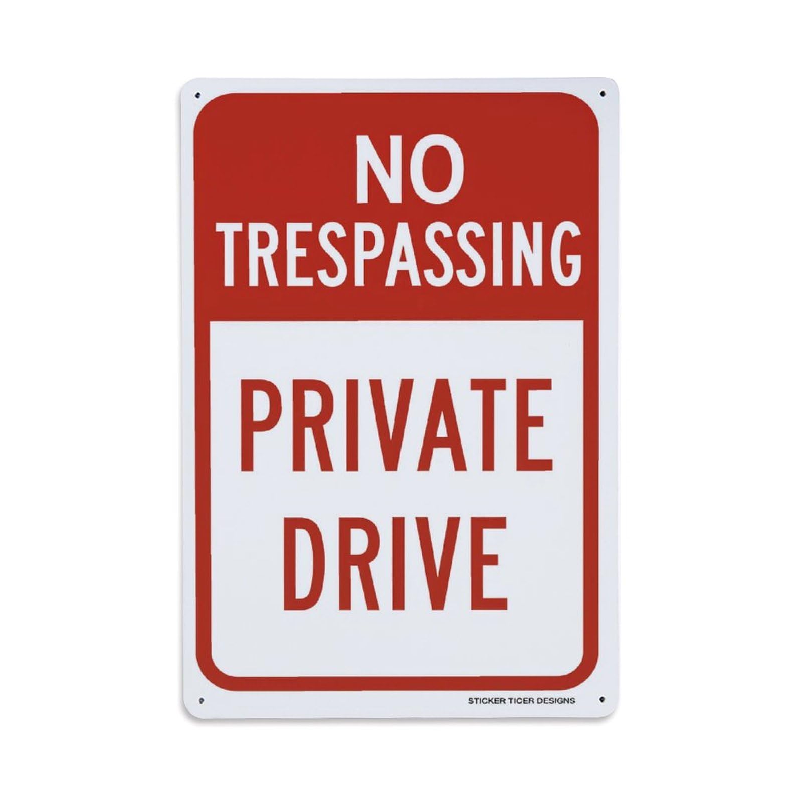 Enderetf Vintage No Trespassing Private Drive Tin Sign Metal Poster, Home Bar Garage Man Cave Cafe Indoor & Outdoor Wall Decoration 8X12inches