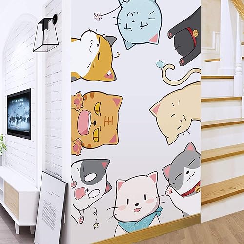 Miniatura 5 de Calcomanías de pared de gato, decoración de pared de gato, se adhiere a la ventana para el aula, lindas calcomanías de gatito, decoración para