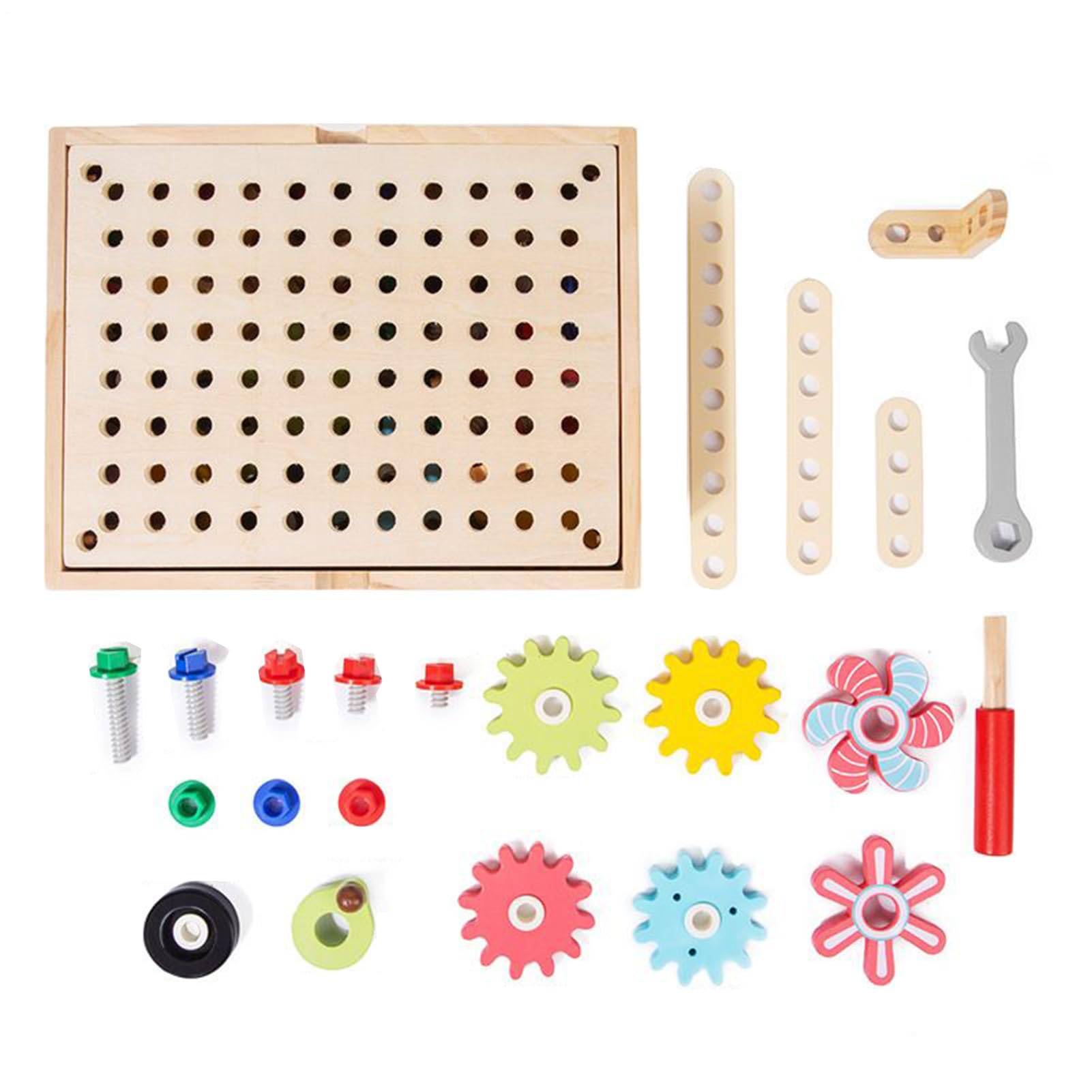 Mechanikerspiel – Brettspiel mit drehbaren Zahnrädern aus Holz – Entwicklung von Feinmotorik für und Mädchen