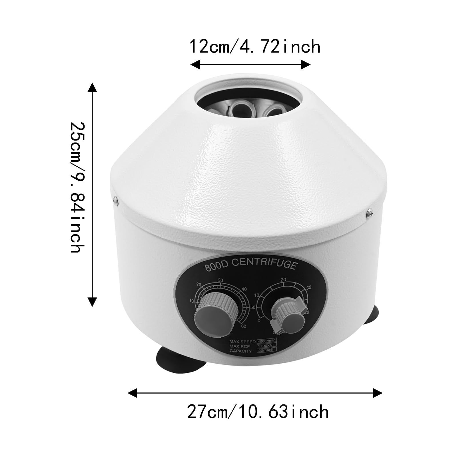 4000 rpm centrifuga da laboratorio con timer, centrifuga elettrica da laboratorio con rotore da 6 x 20 ml, centrifuga da tavolo per plasma, siero, vaccino (220 V, 1790 g, timer da 0 a 60 minuti)