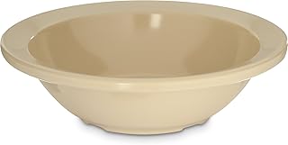 Kingline Reusable Plastic Bowl Fruit Bowl with Rim for Home and Restaurant, Melamine, 4.75 Ounces, Tan, (Pack of 48)