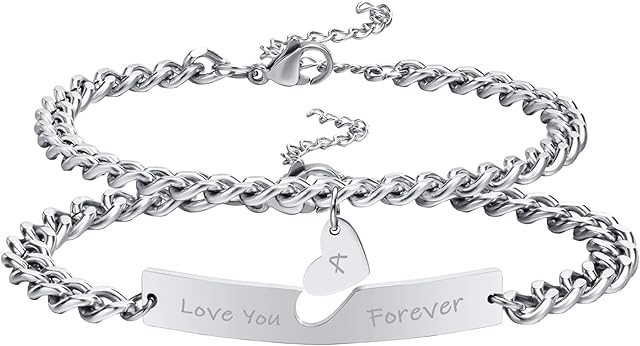VNOX Customizable Bracelets Link Bracelets Personalized Engraved Couple Bracelets BFF Brother Sisters Bracelets Family Bracelets