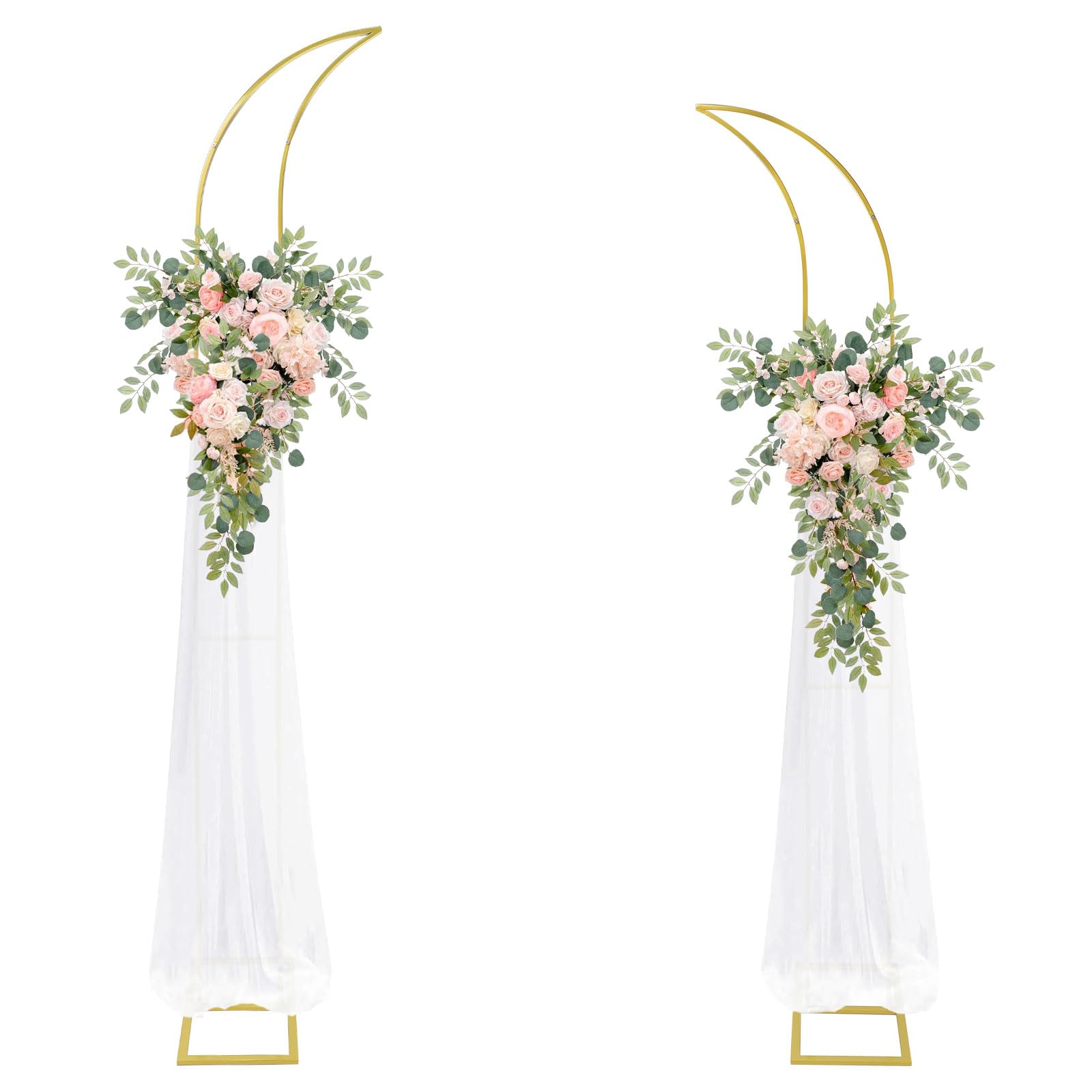 Chamvis Metal Arch Backdrop Stand - Moon Wedding Frame, Half Curve Flower Arch for Ceremony, Birthday, Anniversary, Baby Shower Background Decorations