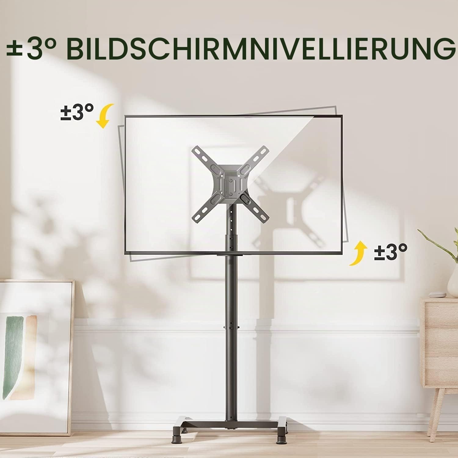 AM alphamount TV Ständer TV Bodenständer für 13-50 Zoll Flach & Curved Fernseher bis zu 20 KG, Monitor TV Stand mit Neigung, Höhenverstellbarer TV Standfuss Max. VESA 200 x 200 mm