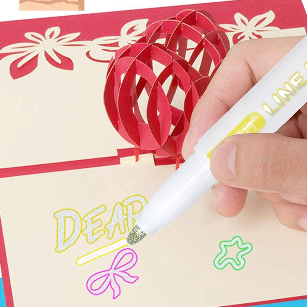 Outline Marker Pens,Super Squiggles Double Line Outline Pen,12 Colors Doodle Dazzle Marker pens