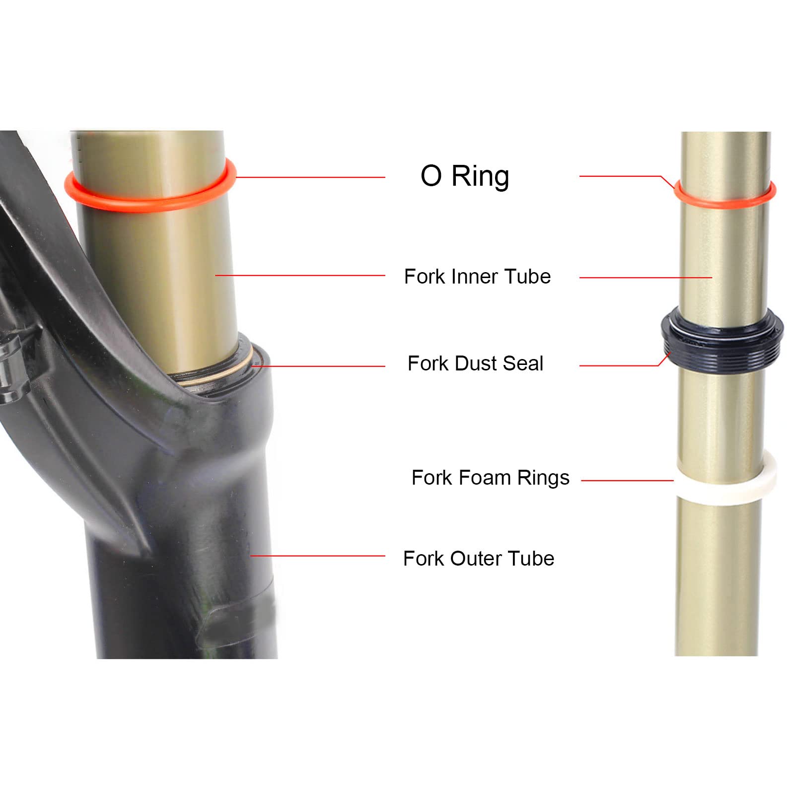 Sello de Polvo de Horquilla Delantera de Bicicleta, Kit de Limpiaparabrisas de Baja Fricción de 32 Mm Anillo de Espuma de Sello de Polvo Kit de Anillo o para Kit de Anillos de Espuma de Horquilla de S