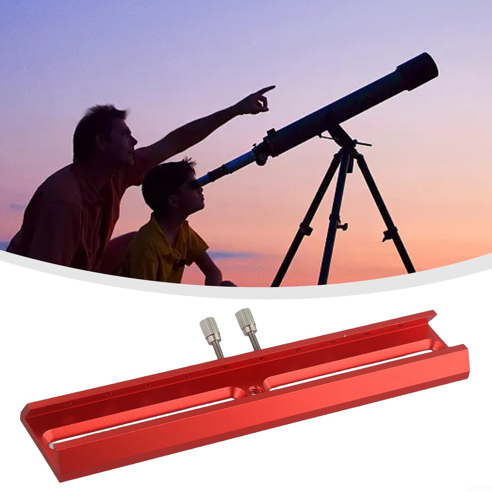 Soporte para telescopio, base de cola de milano de aleación de aluminio, guía multifuncional, placa de montaje de cola de milano, soporte de mango para telescopio astronómico (rojo) (220 mm)