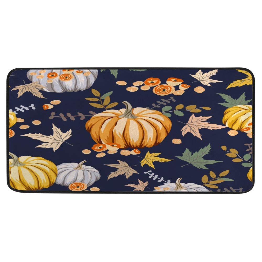 Tapis de cuisine ergonomique automne orange citrouilles grand confort