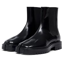 KOKOMOMO Low Heels Tabi Boots Split Toe Ankle Boots for Women Japanese Ninja Shoes Flat Chelsea Ankle Booties Chunky Block Platform Boot