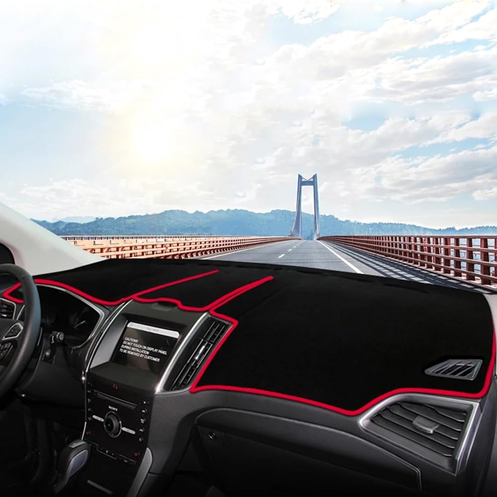 Auto Dashboard Mat voor Ford EcoSport BK ST-Line 2018 2019 2020 2021 2022 ( LHD),Dashboard Cover Mat Center Console Custom Zonnescherm Dashboard Cover Accessoires,C-Red Edge