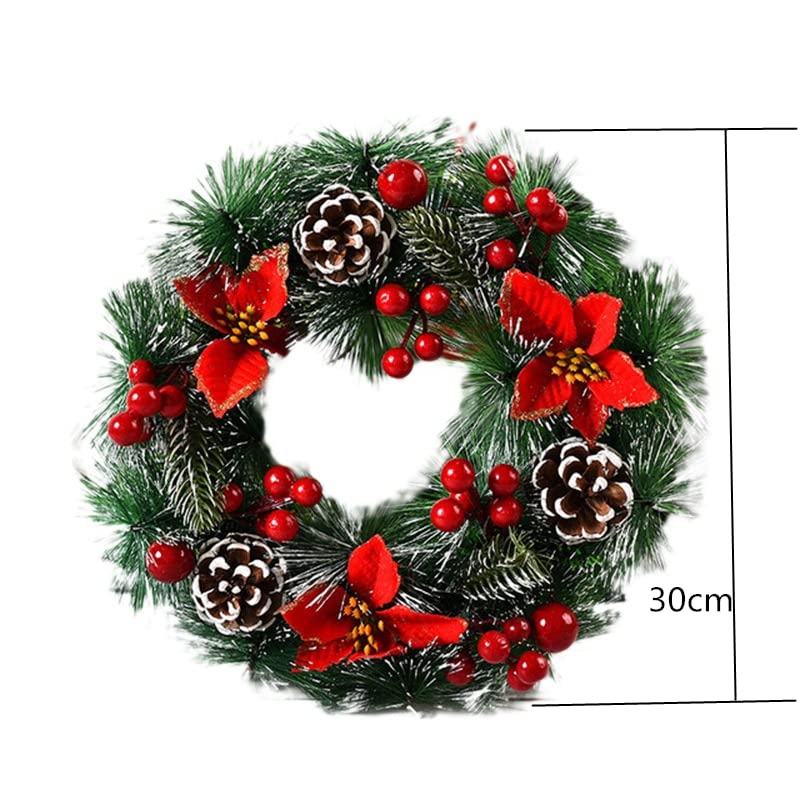 30cm Christmas Wreath Xmas Garlands Reusable Door Artificial Christmas Wreath for Fireplace Front Door Grave Staire Xmas Tree Garden Yard Thanksgiving Christmas Decor - Image 4