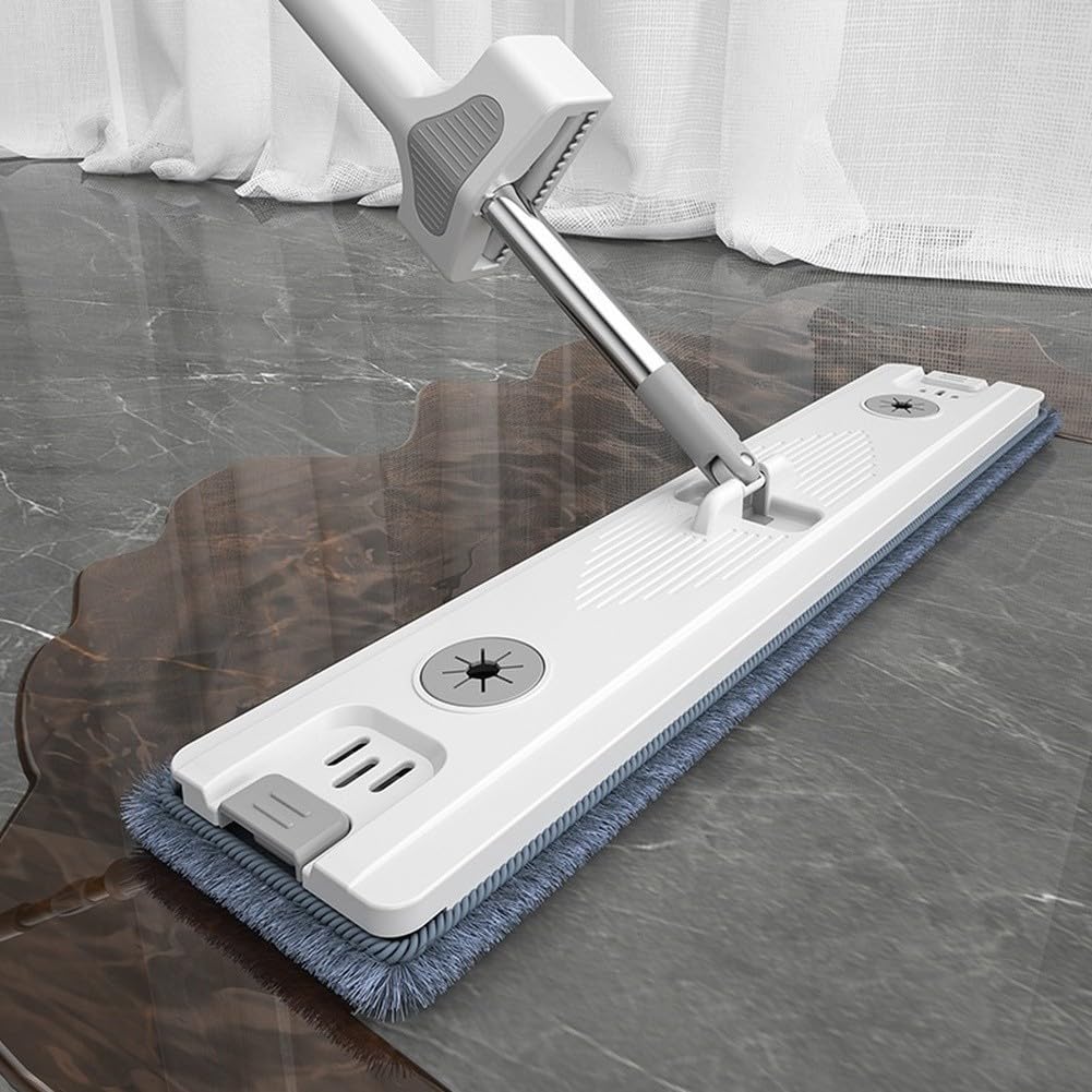 Um 360 Grad drehbarer flacher Wischmopp, selbstauswringender Mikrofaser-Wischmopp, extra großes 45-cm-Panel und einziehbarer Griff (C)