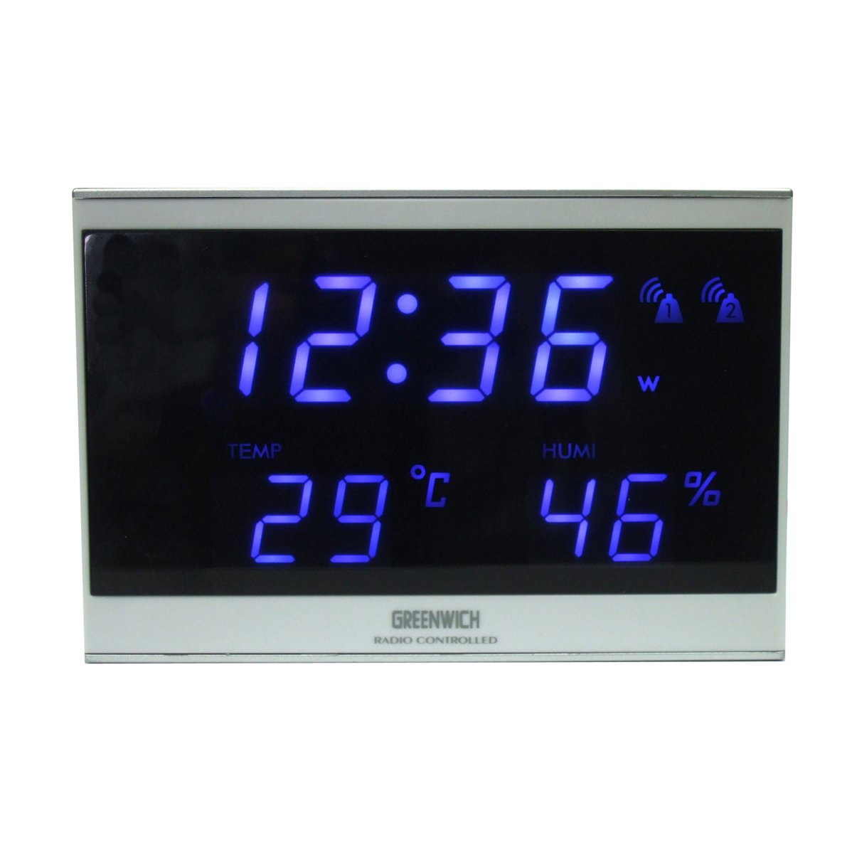 Amazon.co.jp: グリニッジ 目覚まし時計 LED表示 電波時計 温度、湿度