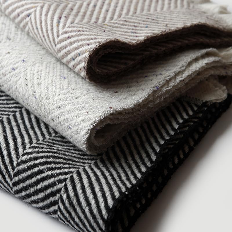 Wool Scarf for Women, 100% Lamb Wool Scarves Winter,Herringbone Luxury Scarf with Gift Box3