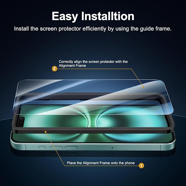 NEW'C 3 x Tempered Glass Film for iPhone 16 (6.1 Inches) and 3 x Rear Camera Protective Glass Film + Dust Plug - Easy Installation Tool Included - Ultra Resistant - 3