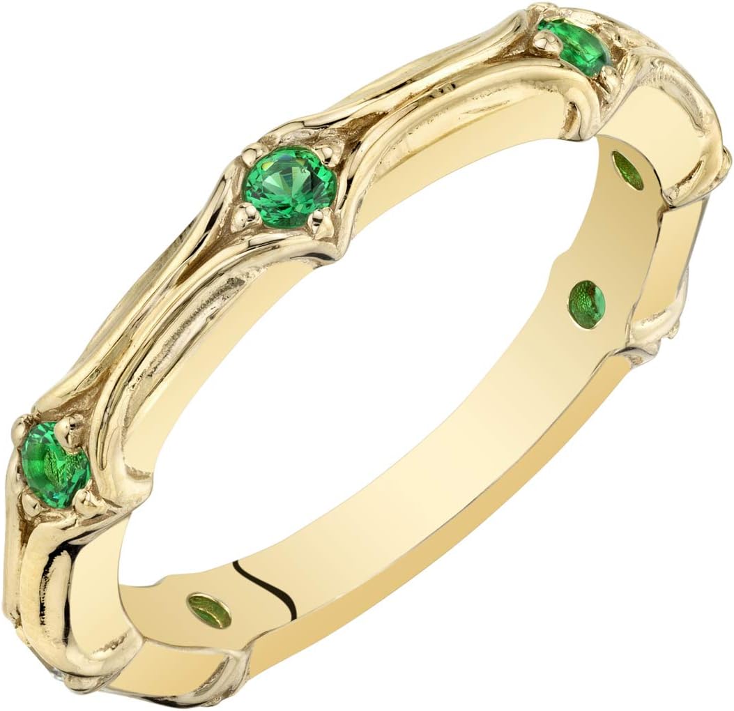 PEORA 925 Sterling Silver Stackable Ring in Various Gemstones, 2.30mm width Contoured Bridal Wedding Anniversary Band for Women, Size 5 to 9