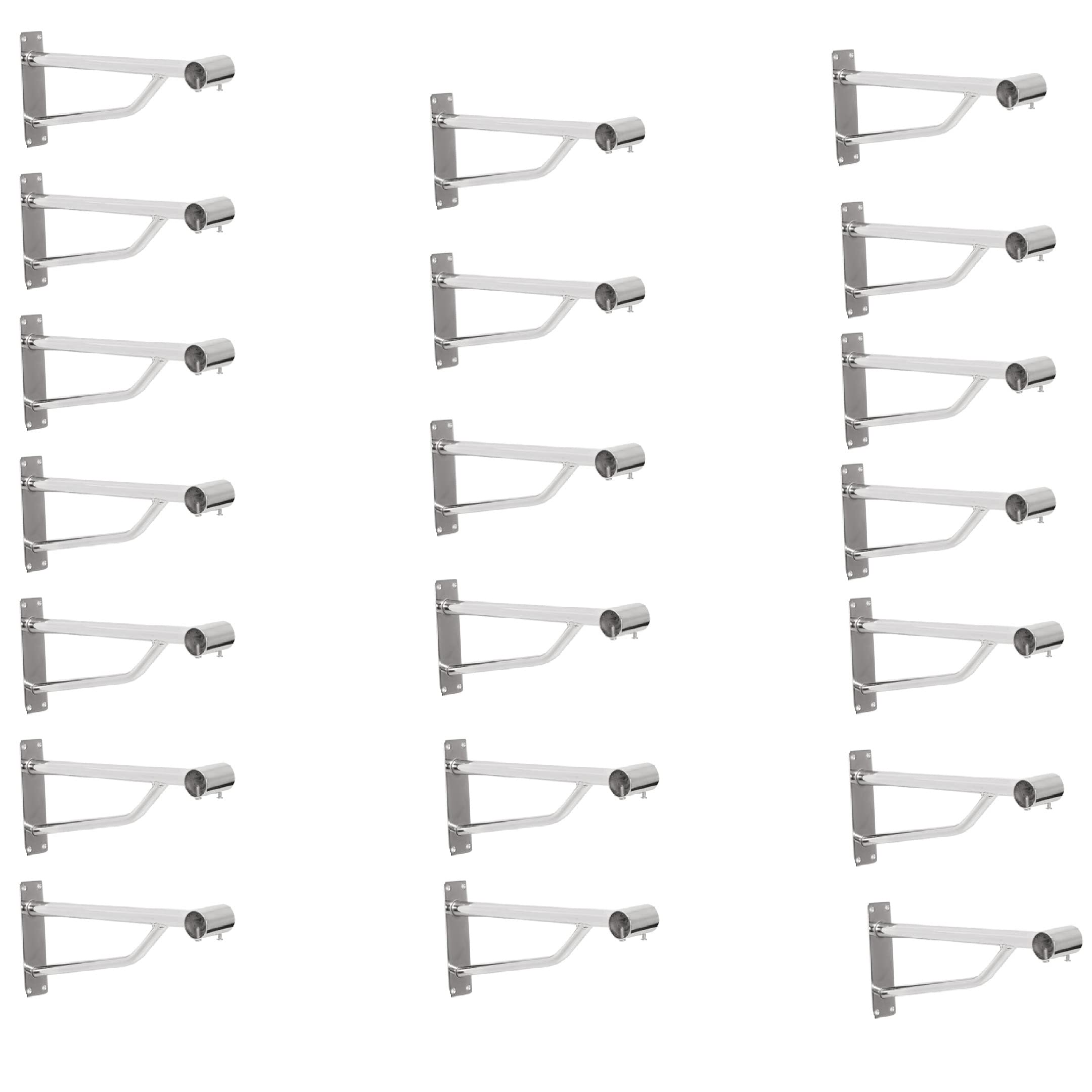 My SHOPFITTINGS LTD Ltd. 25mm Heavy Duty Wall FIX Chrome Support ARM Bracket for 25MM MM Diameter Tube, Walk in Wardrobe Chrome TUBING Hanging Rail System