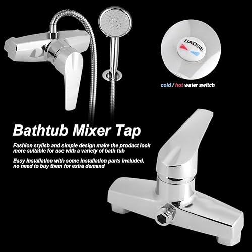 Miniatura 5 de Grifo de baño montado en la pared de una sola palanca de aleación de zinc, grifo mezclador de agua fría y caliente de una sola manija para ducha y