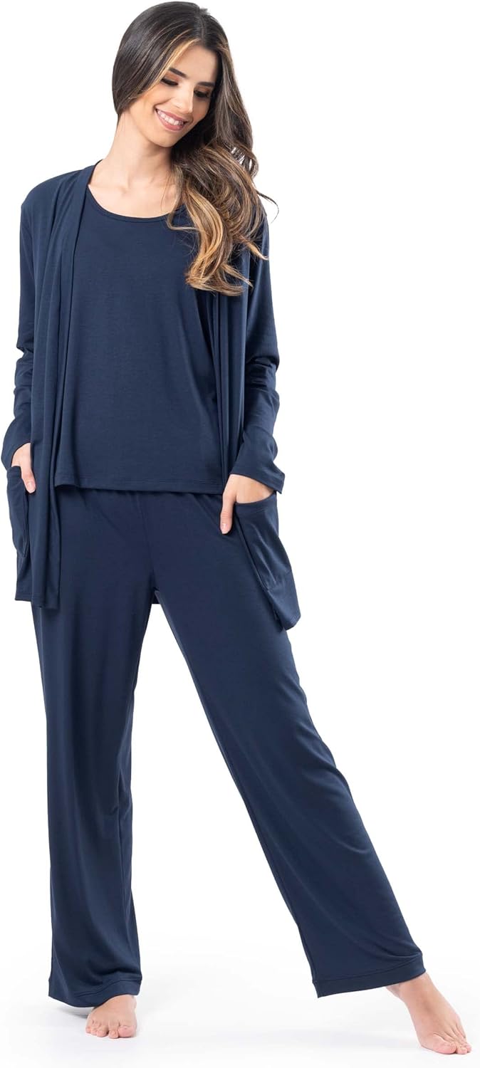 Fruit of the Loom womens Breathable Tank Top, Pant, and Cardigan Sleep Set - Image 8