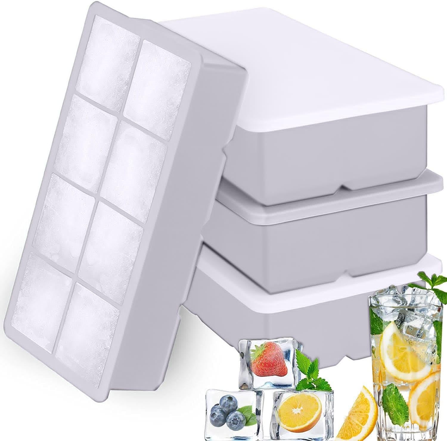DHONI Large Square Silicone Ice Cube Tray with Lid, 4-Pack Easy-Release Ice Trays for Freezer, Stackable, Ice Cubes for Cocktails, Drinks and Many More. (Pack of 4 - Snowy White Colour). (B0CXPBRN1L) Amazon Price History, Amazon Price Tracker
