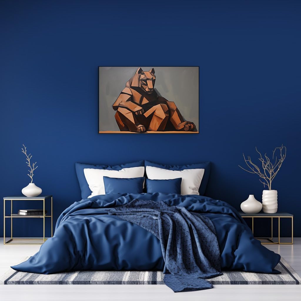 Canvas for Living room. Fierce Geometry: How a Lion Painting Captivates with Color and Shape, 27 x 18 inch Canvas Wall Art - Nature Home Decor - 69x46 cm (27x18 inch)
