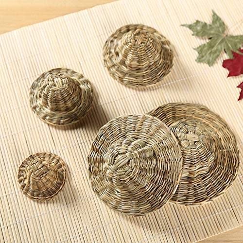 STOBOK 5 PeÃ§as de ChapÃ©u de Palha de TricÃ´ Ã  MÃ£o Em Miniatura ChapÃ©us de Boneca de Palha Natur