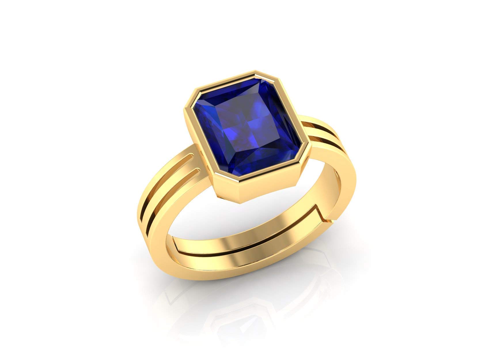 anuj sales 7.25 Ratti 6.00 Carat Certified Original Blue Sapphire Gold Plated Ring Panchdhatu Adjustable Neelam Ring for Men & Women by Lab Certified-picture-17