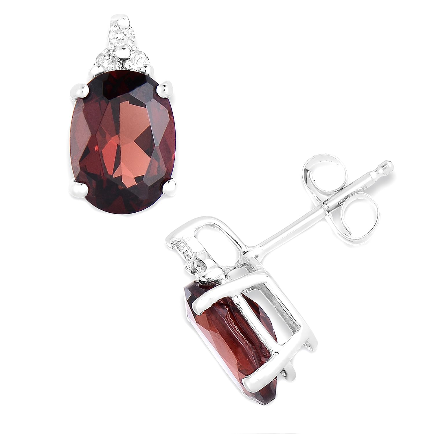 KOKAV 10K White Gold Genuine Genuine Gemstone with Diamonds Earrings