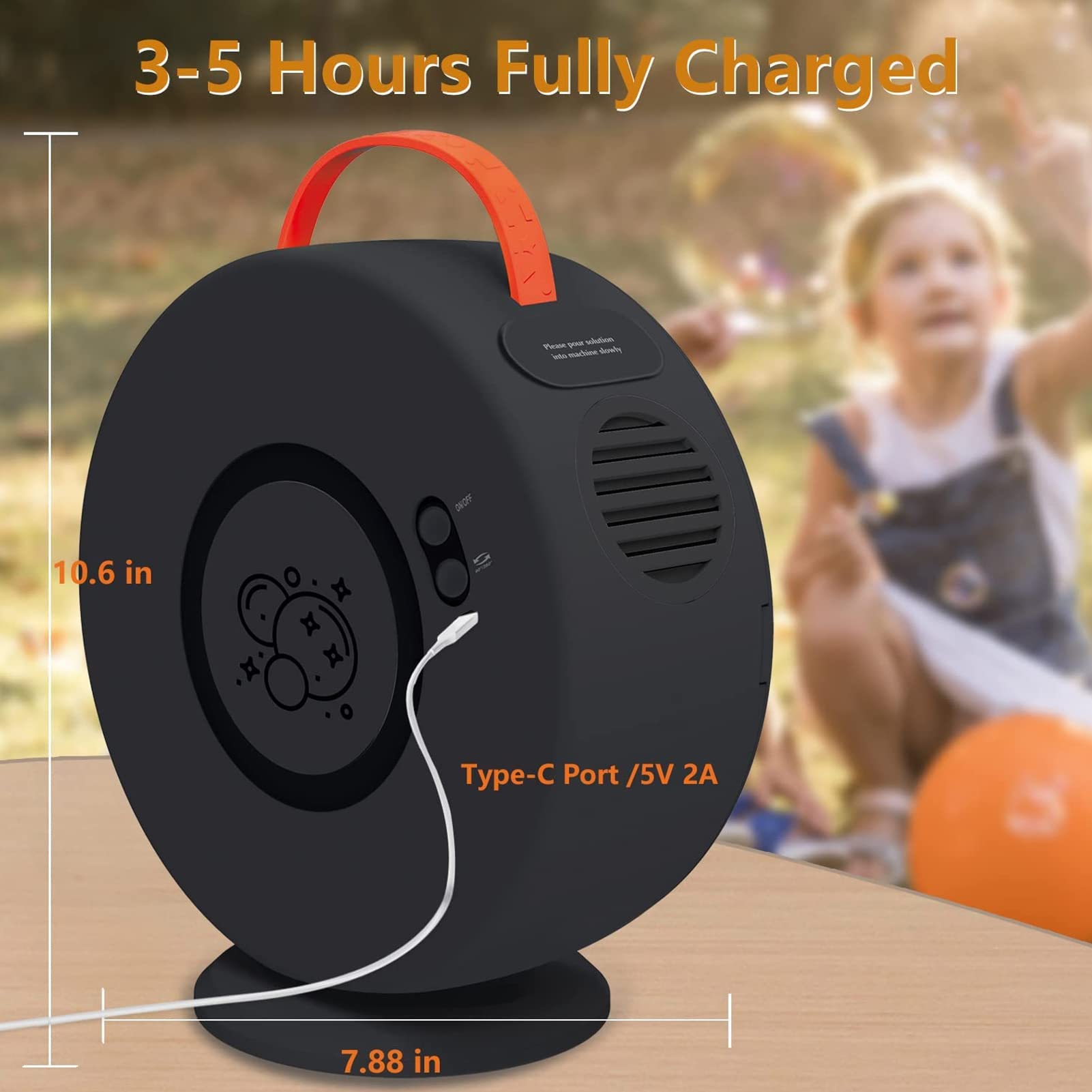 Máquina de Burbujas, Soplador de Burbujas de Rotación Automática Recargable por USB, Fabricante de Burbujas Portátil para Interiores y Exteriores, Bodas, Fiestas de