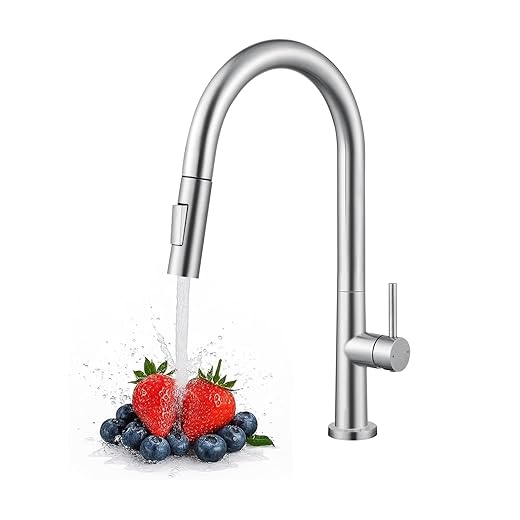 Kitchen Faucet with Pull Down Sprayer, High Arc Stainless Steel Kitchen Sink Faucets with Single Handle for Home, Bar, Farmhouse, Laundry, Outdoor