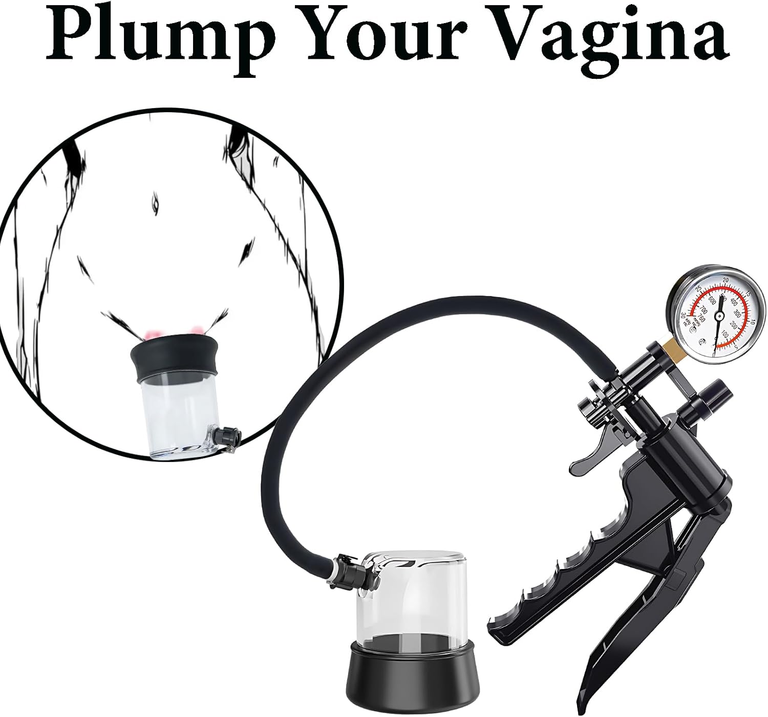 Female Pussy Vacuum Pump Manual Clit Pump Beginner Clitoral Sucker Adjustable Vagina Pumps Enlargers Nipple Suckers with Pressure Gauge SM Masturbator BDSM Adult Sex Toys Games for Women Couples