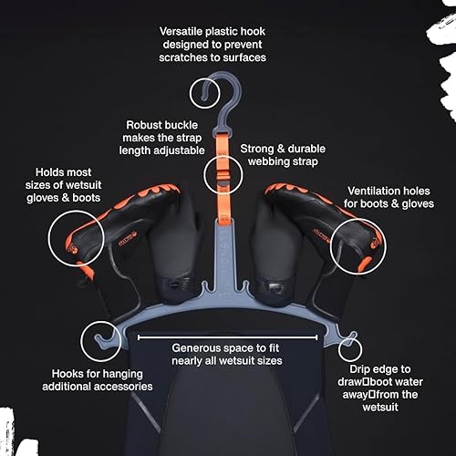 Miniatura 3 de El colgador de traje de neopreno es un colgador resistente de secado rápido para trajes de neopreno, guantes y botas (gris V2)