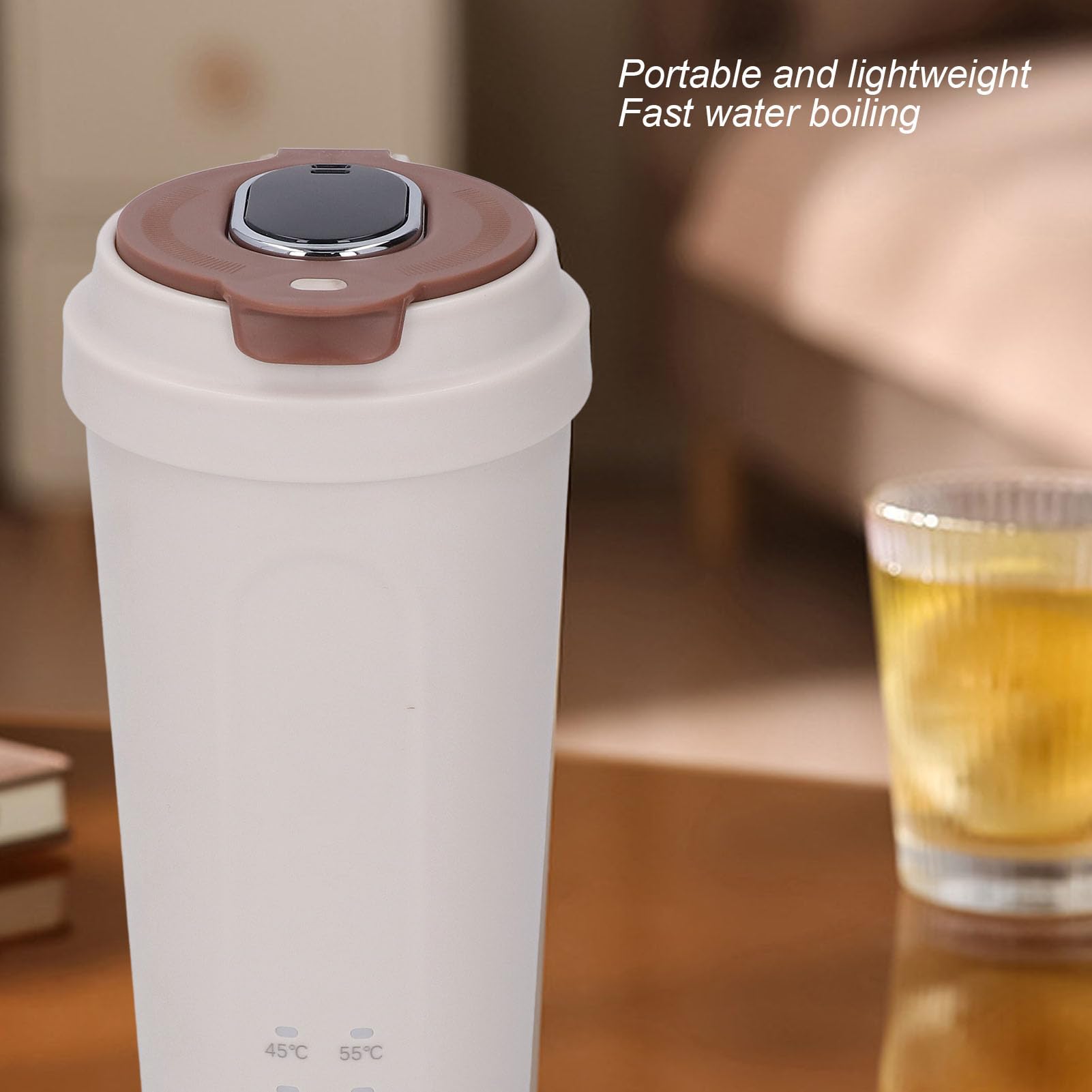 Hervidor Eléctrico Portátil 500 Ml, Caldera de Agua de Viaje de 300W Recargable, Calentador de Botter para Fórmula para Bebés, té y café