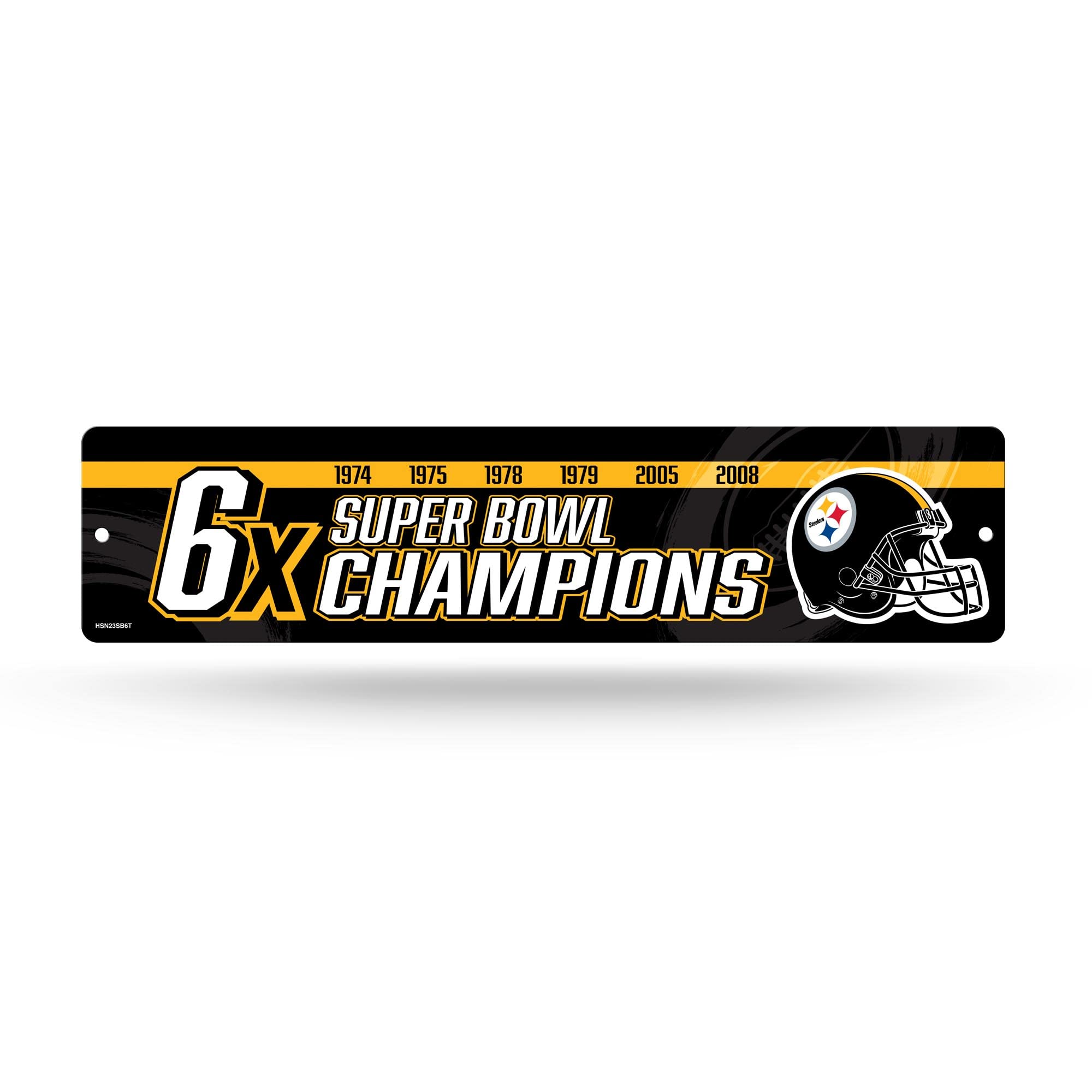 Rico Industries NFL Pittsburgh Steelers - 6X Champ Plastic Street Sign - Home Décor - Wall Sign