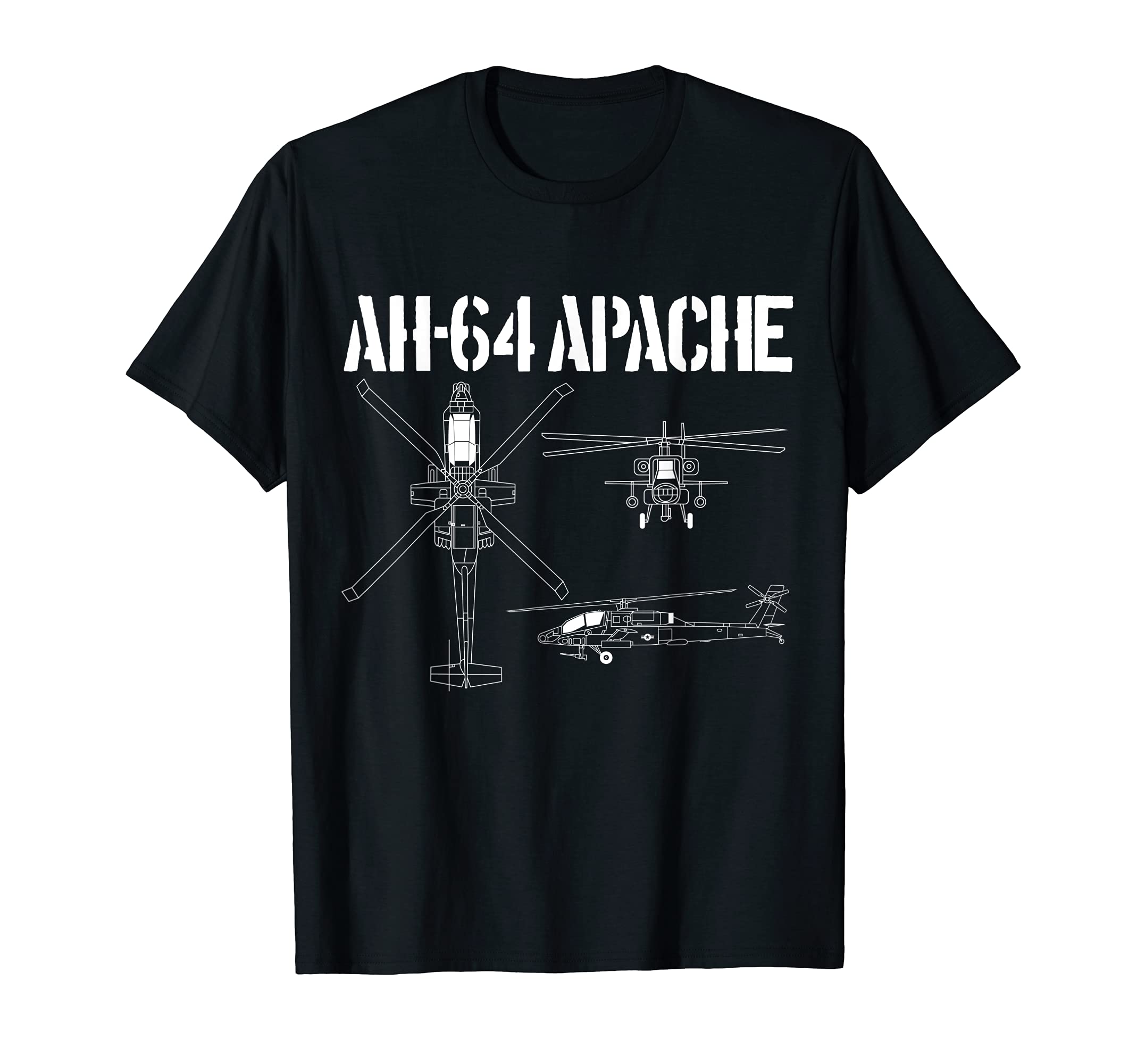 AH64 Apache Schematic Military Attack Helicopter Apache T-Shirt