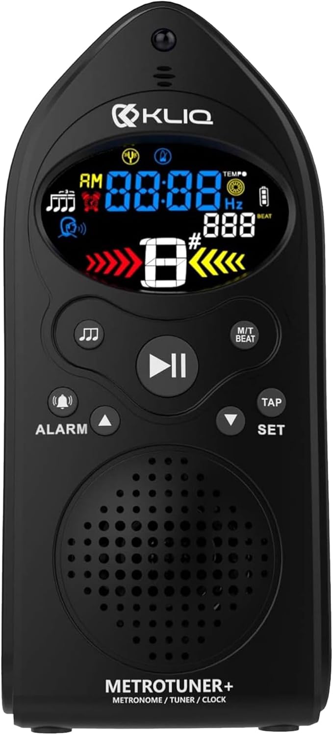 KLIQ MetroTune+ - 3-in-1 USB Rechargeable Digital Metronome-Tuner-Clock, Black