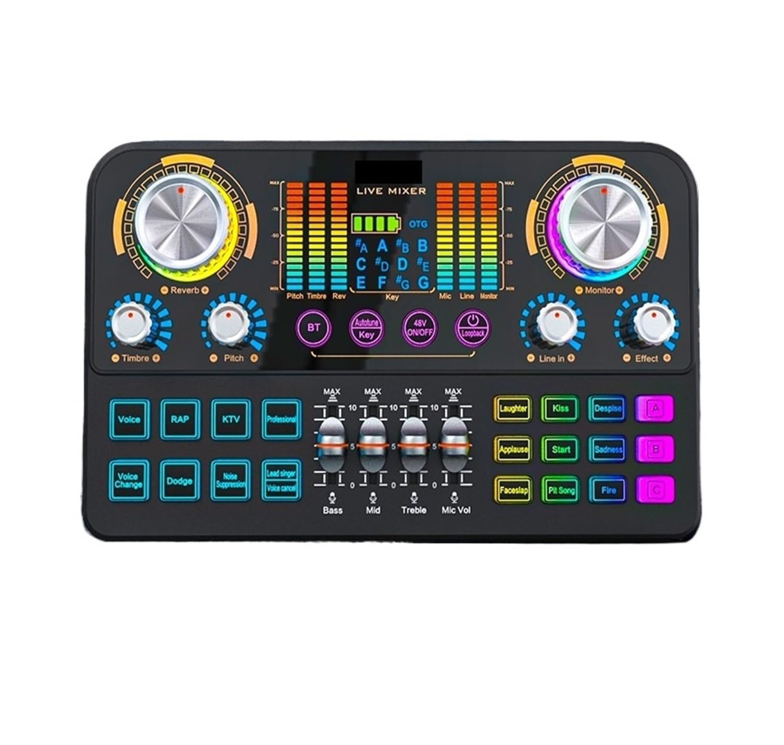 Sound Card Gaming Mixer Streaming Mixer with Interface BT Sound Board for PC Phone Live Streaming
