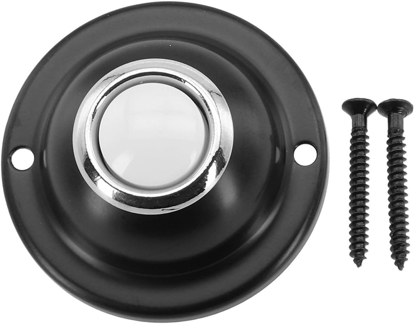 Round Metal Doorbell Push Button with Always-On LED Light, Black Wired Replacement for Home Front Door, Weather Resistant, 1.5 Inch Mounting Spacing