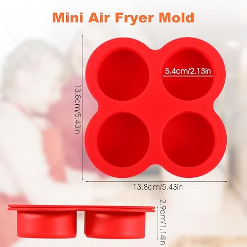 Miniatura 2 de Paquete de 2 moldes de silicona para mordeduras de huevo, 4 tazas para freidora de aire, moldes para mordeduras de huevo, molde redondo para