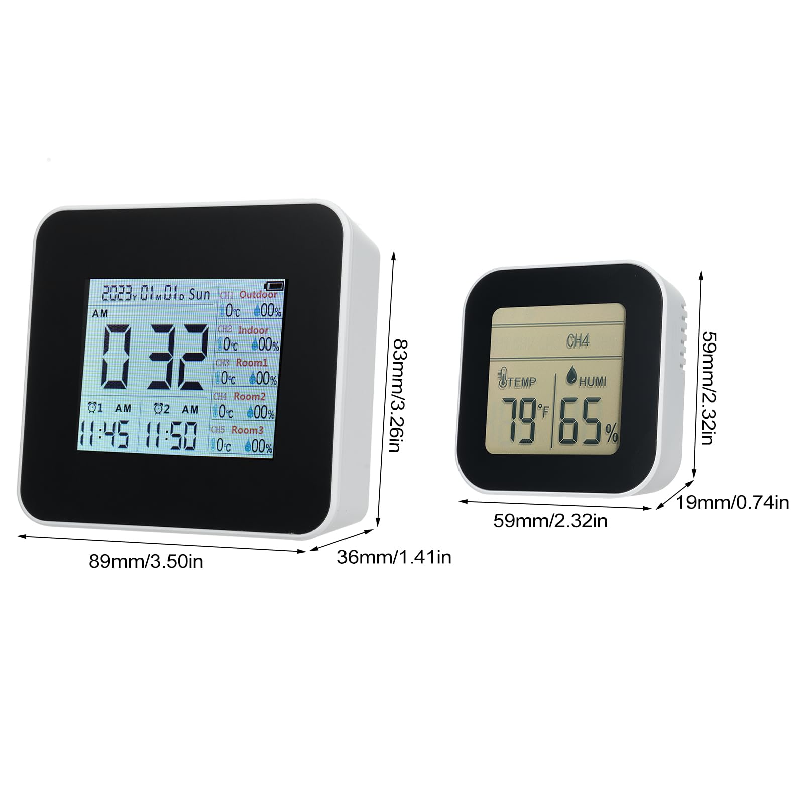 Digitales Hygrometer, Innen- und Außenthermometer, 13-in-1, multifunktionales kabelloses Temperaturmessgerät für den Heimgebrauch (5 Pcs Sensors)