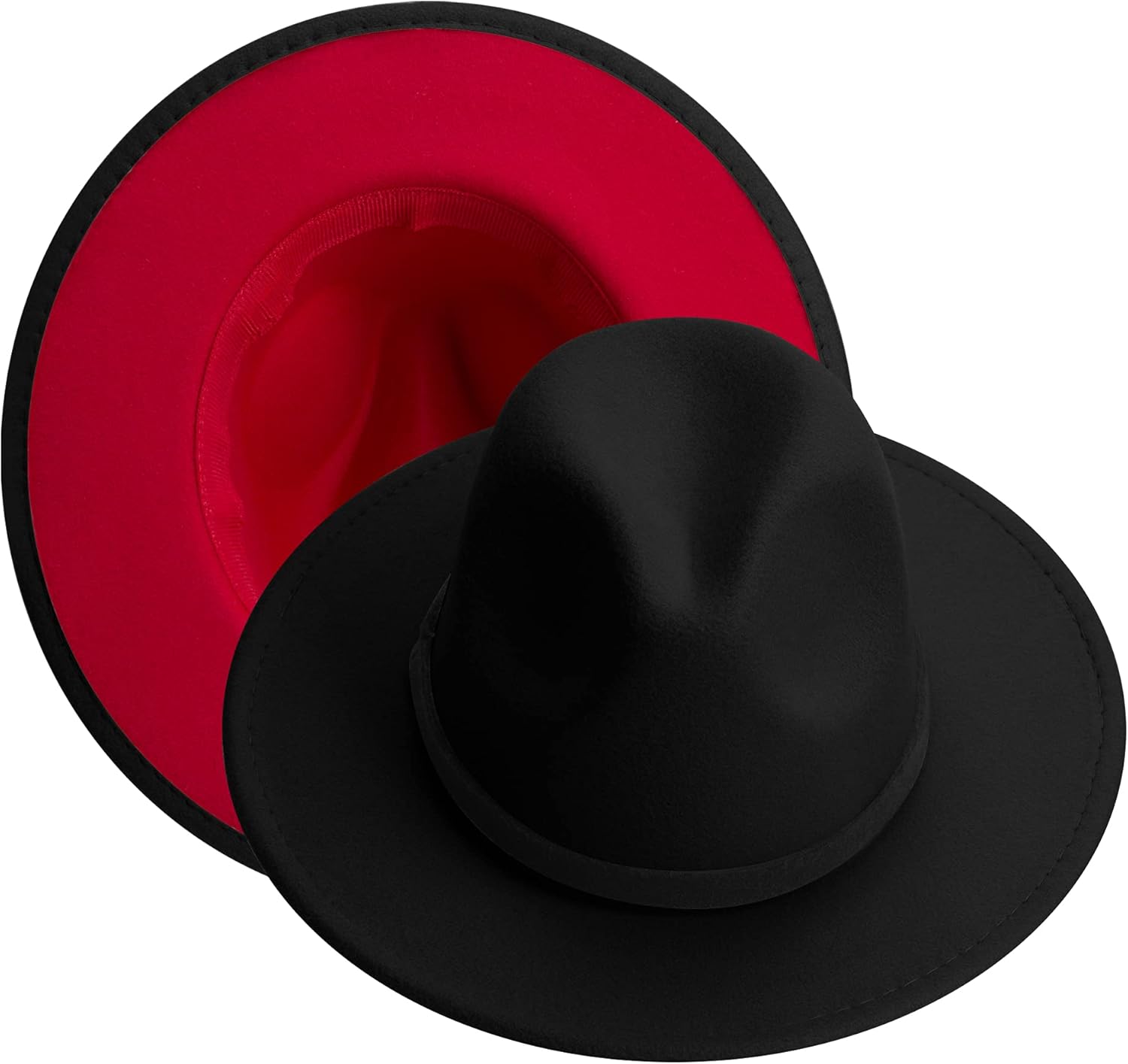 KUJUHA Women Men Wide Brim Fedora Hat