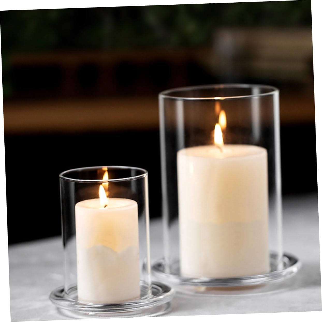 Ciieeo 3pcs Glass Taper Candle Holder Tube Shade Candle Holder Sleeve Glass Covers Decorative Shades Windproof for Home Decor