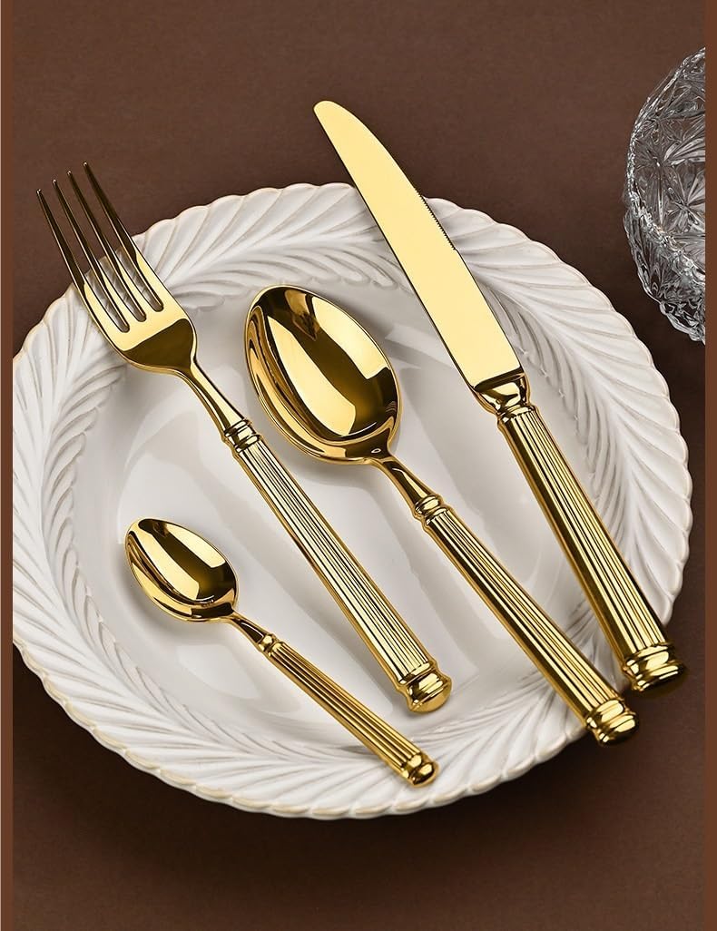 Silverware Flatware Cutlery Set, 5/20/30/40/50/60 Pieces 304 Stainless Steel Tableware Home Dining Knife, Fork and Spoon Set,Silver-20 Pieces for 4 -Silver-60 Pieces for 12