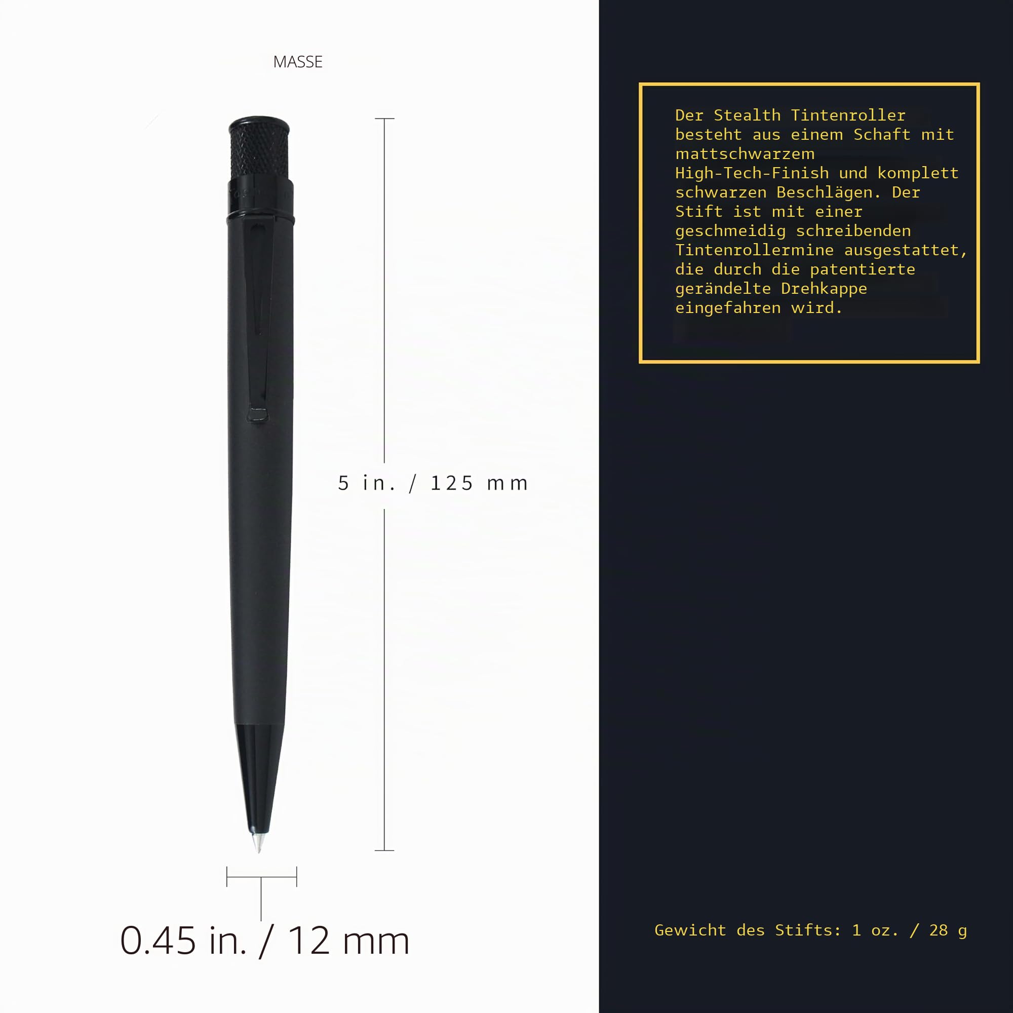 Retro 51 Tornado Deluxe Stealth VRR-1701 Tintenroller, Schwarz