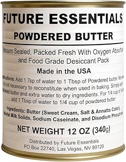 Future Essentials Powdered Butter – Butter Powder with 10+ Years Shelf Life – Emergency Survival Food – Great for Preppers, Camping & Food Storage – Made in the USA – 12 oz #2.5 Can
