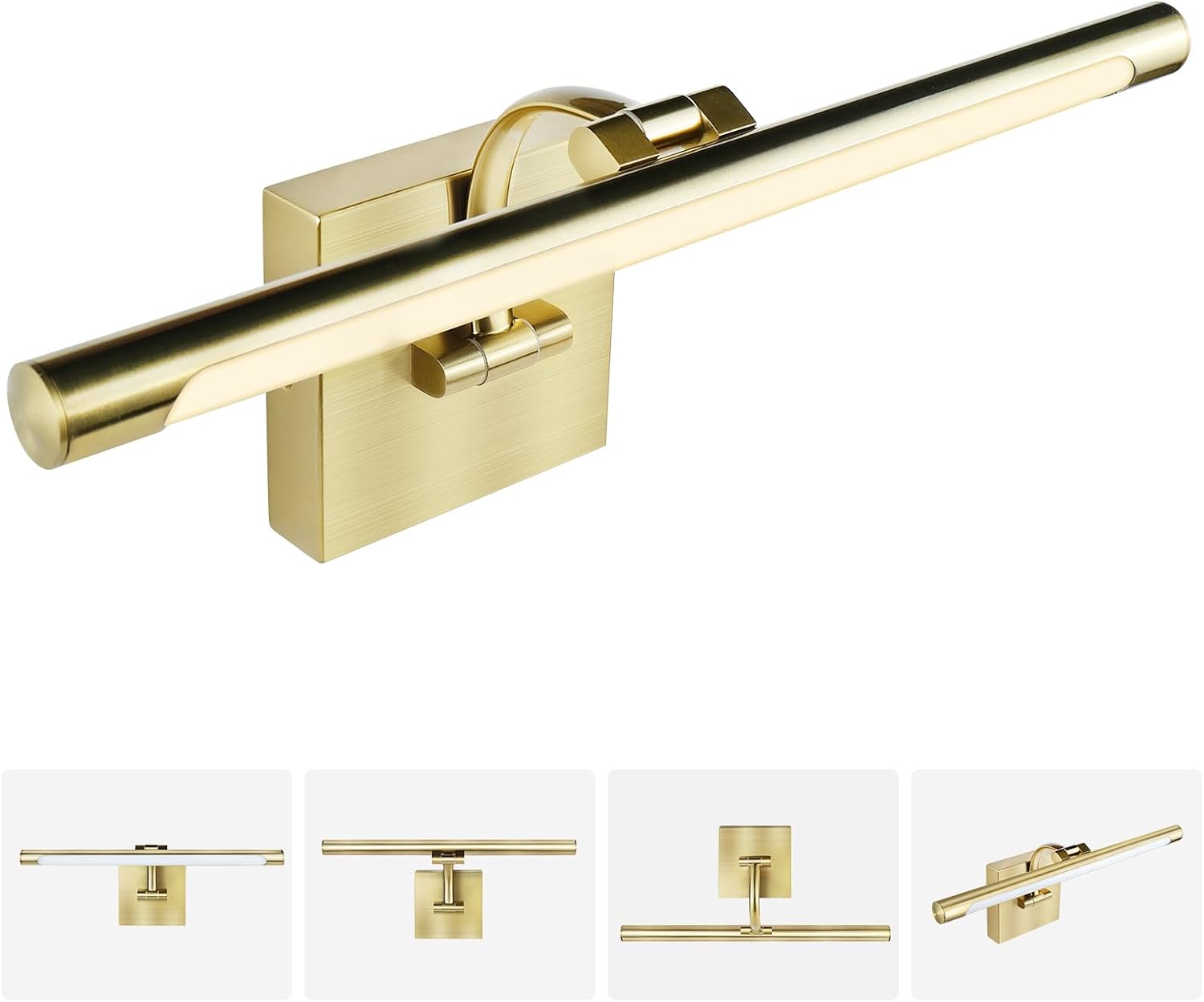 Gold LED Picture Lights for Paintings, 110V AC Modern Bathroom Vanity Light 15.7 Inch 7W Adjustable Art Light Gallery Wall Light for Display, Wall, Artwork, Gallery (NO Battery)