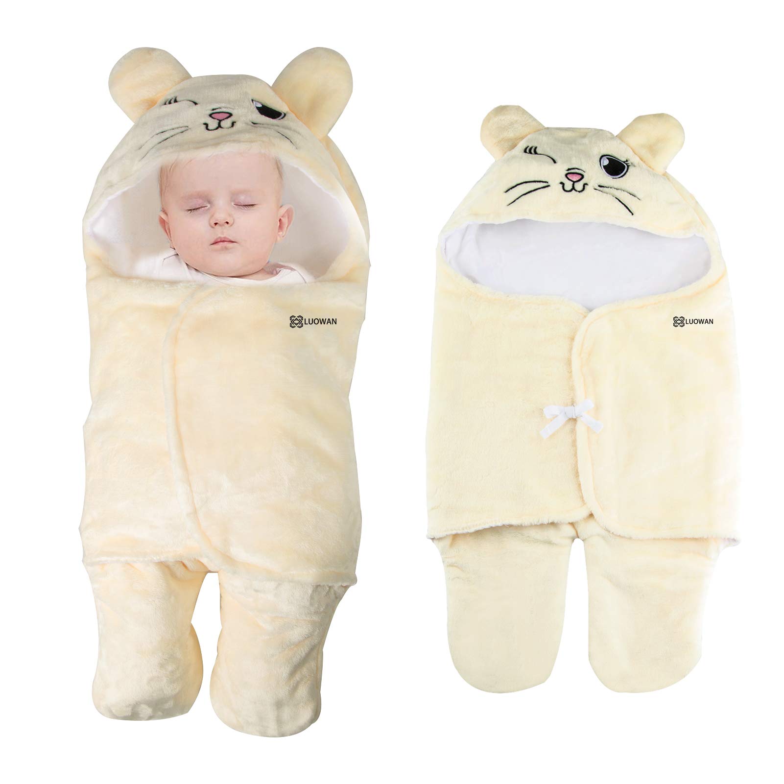 LUOWANBaby Sleeping Bag | Ultra-Soft Plush Essential for Infants 0-9 Months | Baby Swaddle Blanket | Ideal for Baby Boy Accessories and Newborn Registry | Perfect Baby Girl Shower Gift