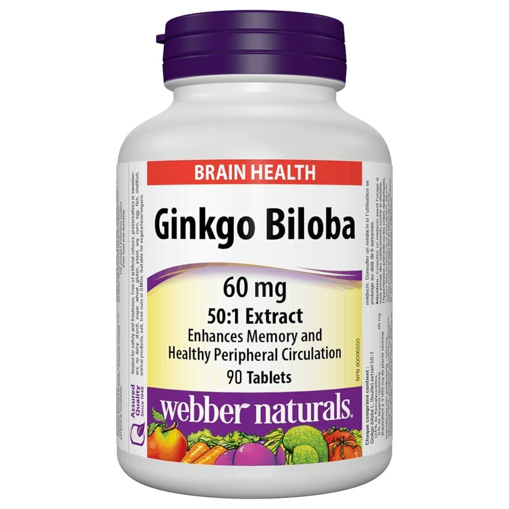Webber Naturals Ginkgo Biloba,60mg - 90 Tablets